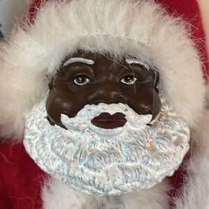 Santa Claus Figurine in Red Coat Classic Santa Kind Santa Black Santa Decor NWT